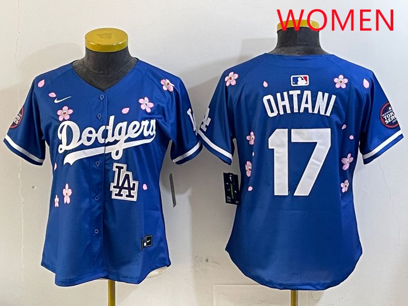 Women Los Angeles Dodgers 17 Ohtani Blue Sakura Edition 2025 Nike MLB Jersey style 9